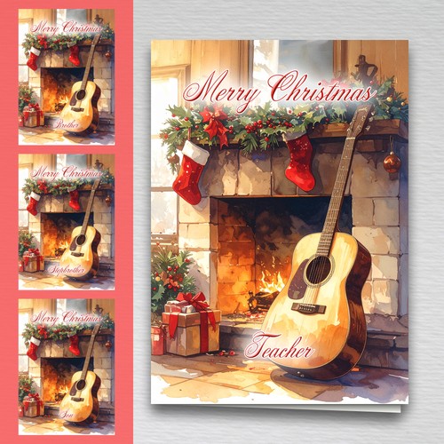 Guitar christmas card - christmas,
