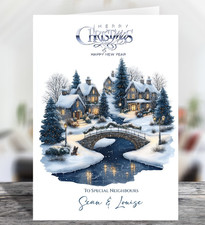 Personalised Blue & Gold Snowy