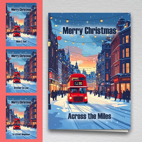 London city bus christmas card - city,