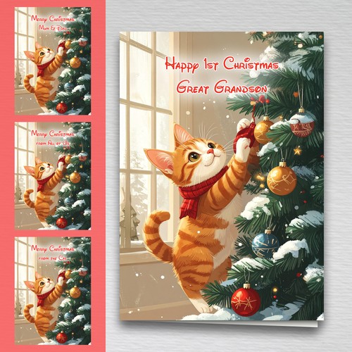 Cat christmas card for - card,